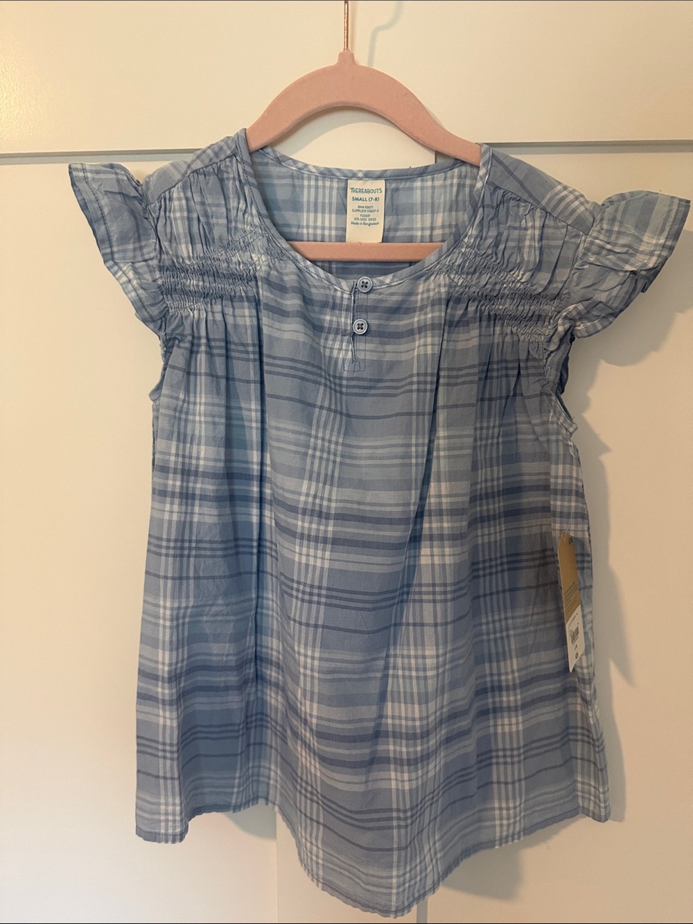 Blue Plaid Short Sleeve Girls' Top - Cherokee